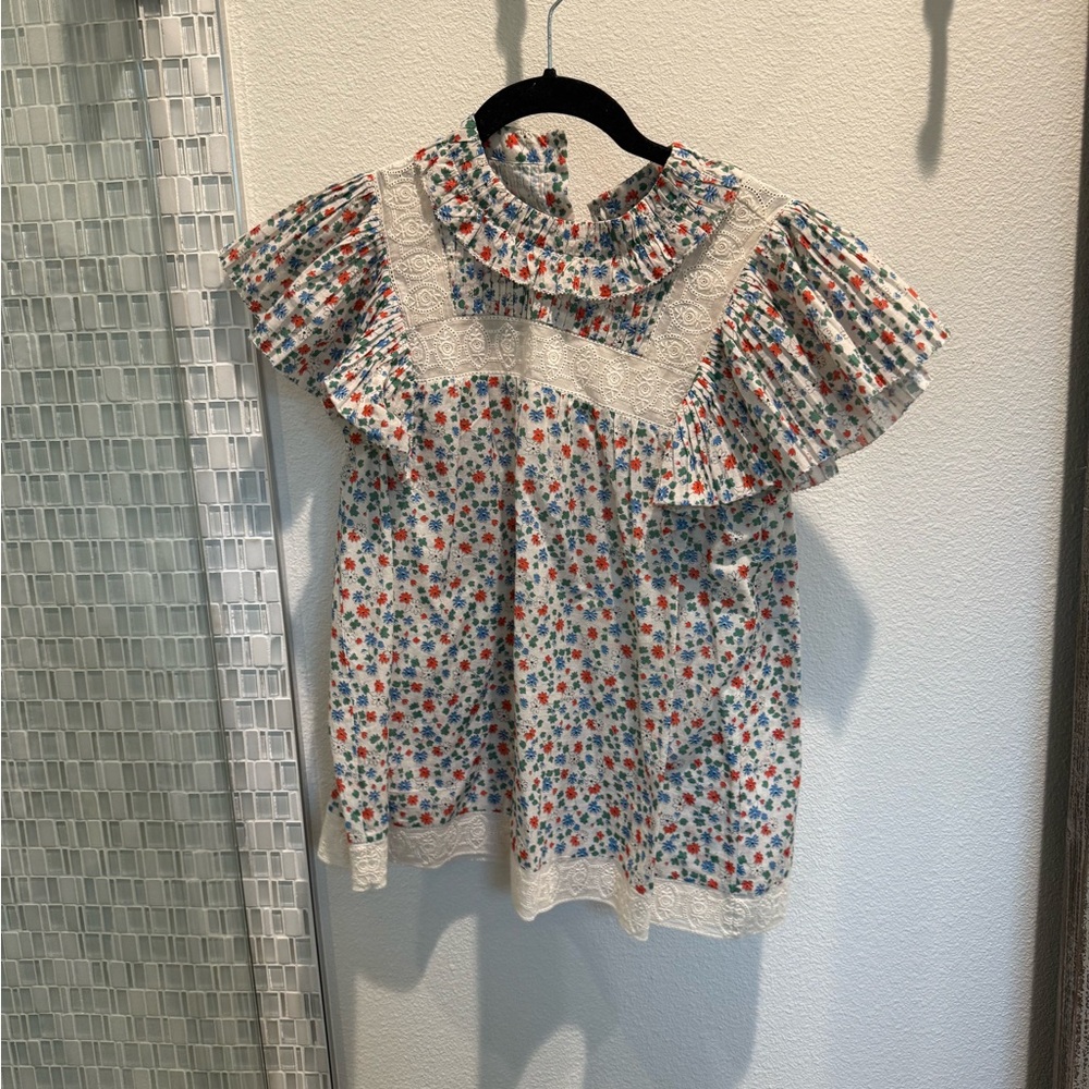 Sea New York Floral Blouse with Lace